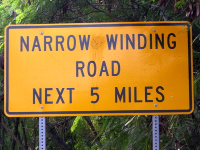narrow, winding